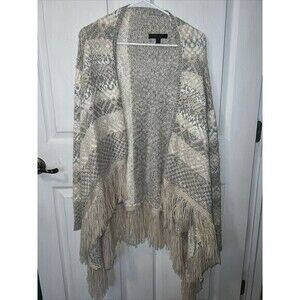 Romeo + Juliet Couture Cardigan Sweater Womens Size M Boho Southwest Knit Fringe